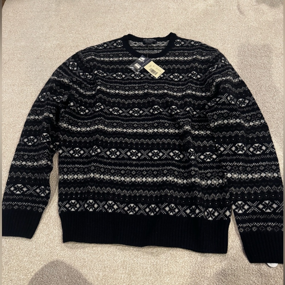 Daniel Cremieux Collection 100% Wool Fair Isle Sweater Large Nordic Pattern NWT